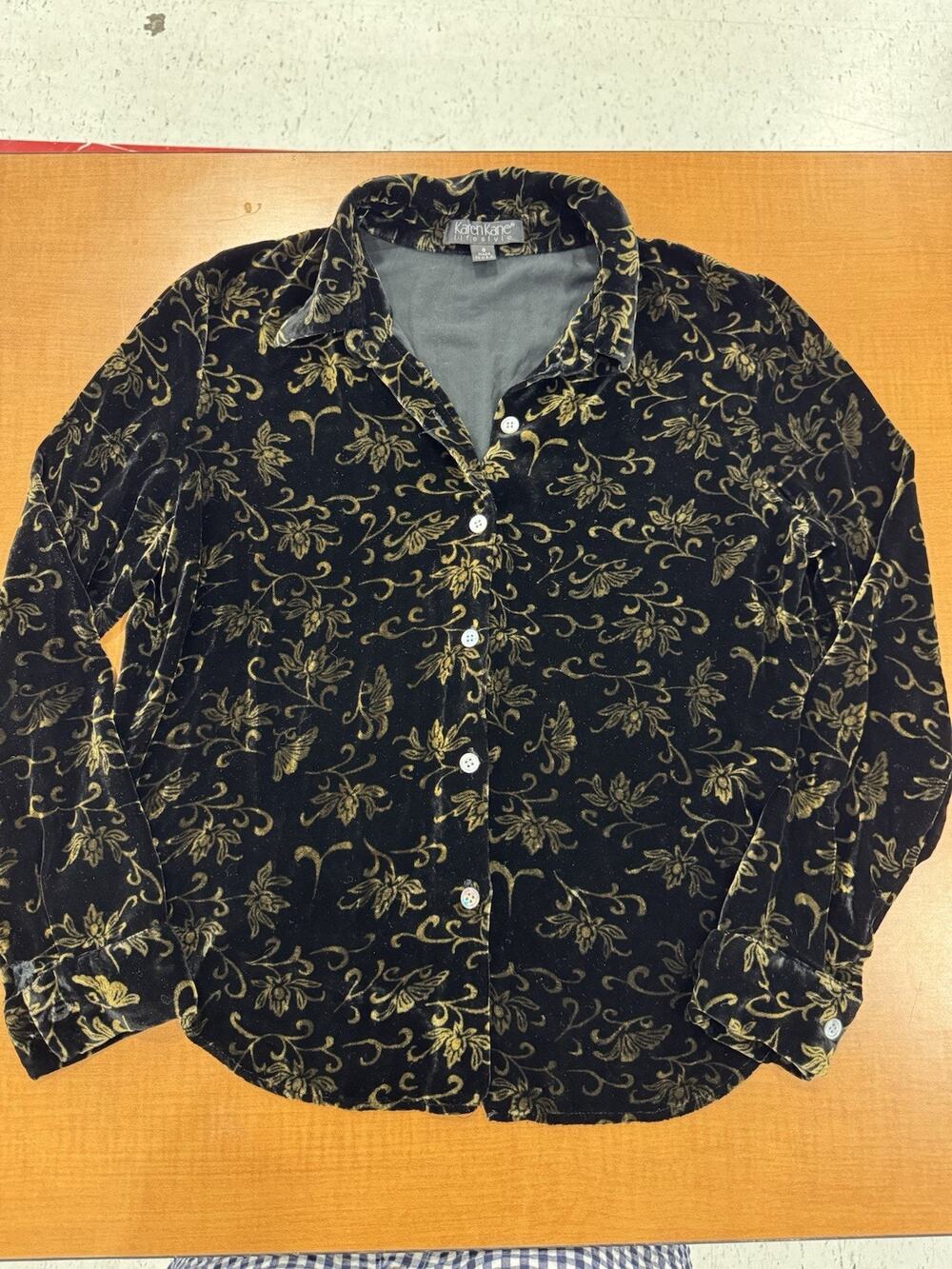 Karen Kane Velour Long sleeve Blouse Top Sz 8 Or M